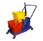 Carros con prensa mopas horizontal doble balde de manija rebatible