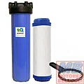 Filtro de agua a cartucho, vaso de gran caudal 20" con cartucho de carbón activado Hidroquil