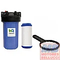 Filtro de agua a cartucho, vaso gran caudal 10" con cartucho de carbón activado Hidroquil