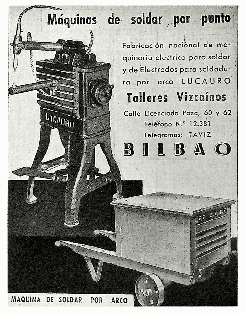 Anuncio de una fábrica de maquinaria para soldadura eléctrica (Bilbao)