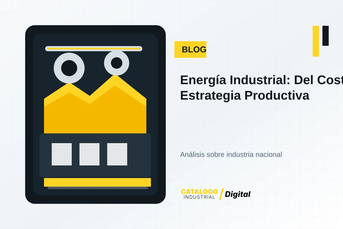 Imagen editorial industrial de CatÃ¡logo Industrial Digital sobre Energía Industrial: Del Costo a la Estrategia Productiva