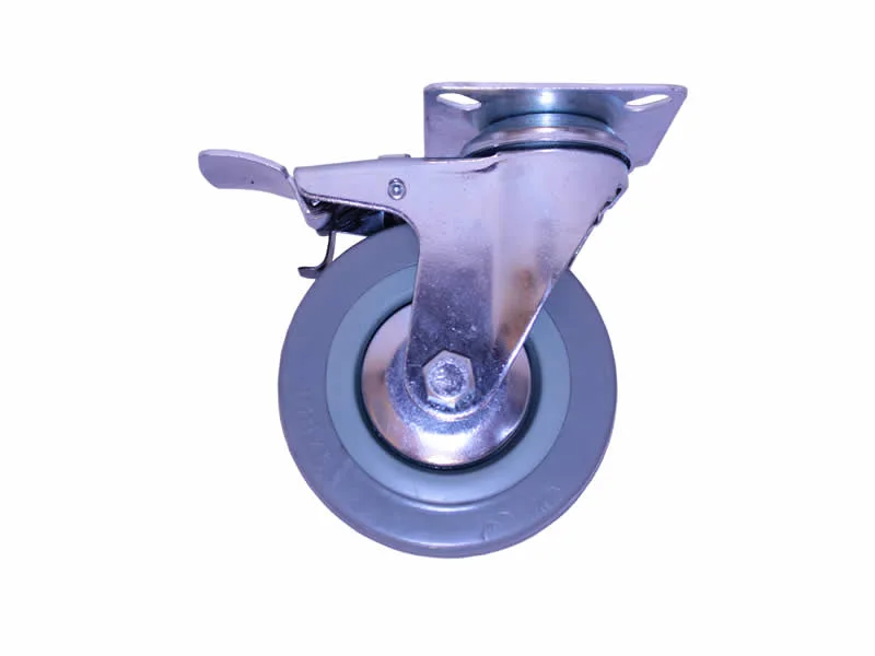 Rueda de polipropileno y PVC con soportes