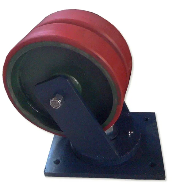 Rueda dual de fundicion gris y poliuretano con soporte