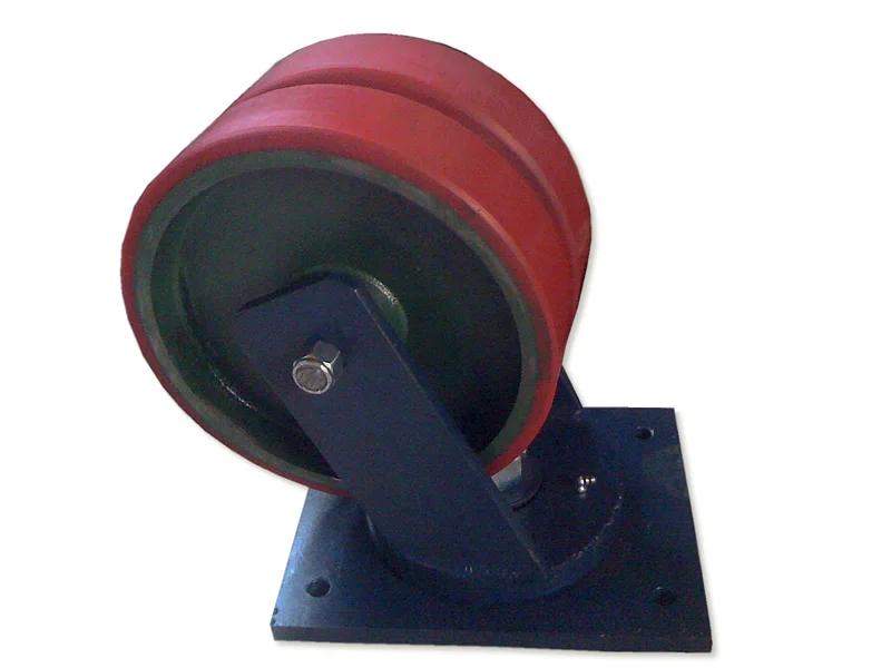 Rueda dual de fundicion gris y poliuretano con soporte
