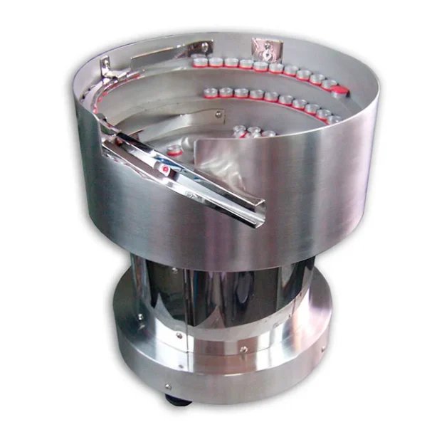 Alimentador de 400mm de diámetro en acero inoxidable doble salida para tapón plástico para jeringas